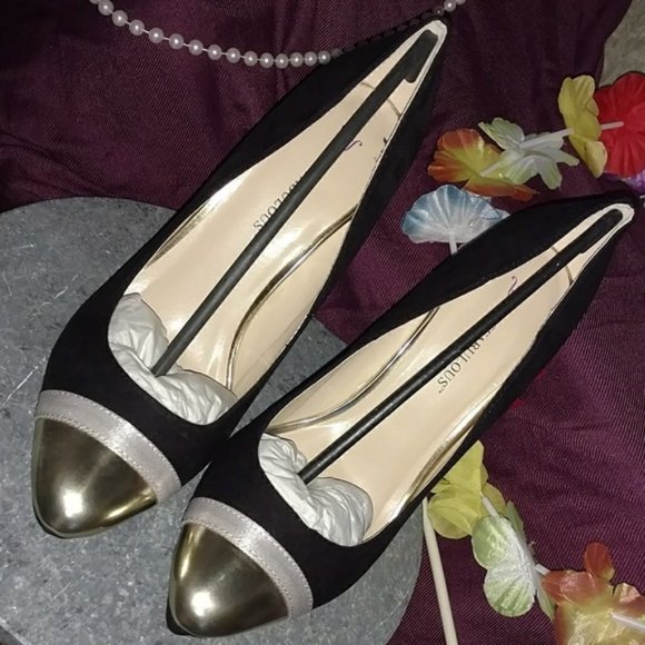 JustFab ELECTRA Black Silver Toe Heels 10 - Picture 2 of 4